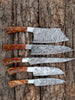 Damascus Kitchen Knife Set – Resin Brown Handle