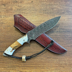 Stag Horn Damascus Bowie Knife