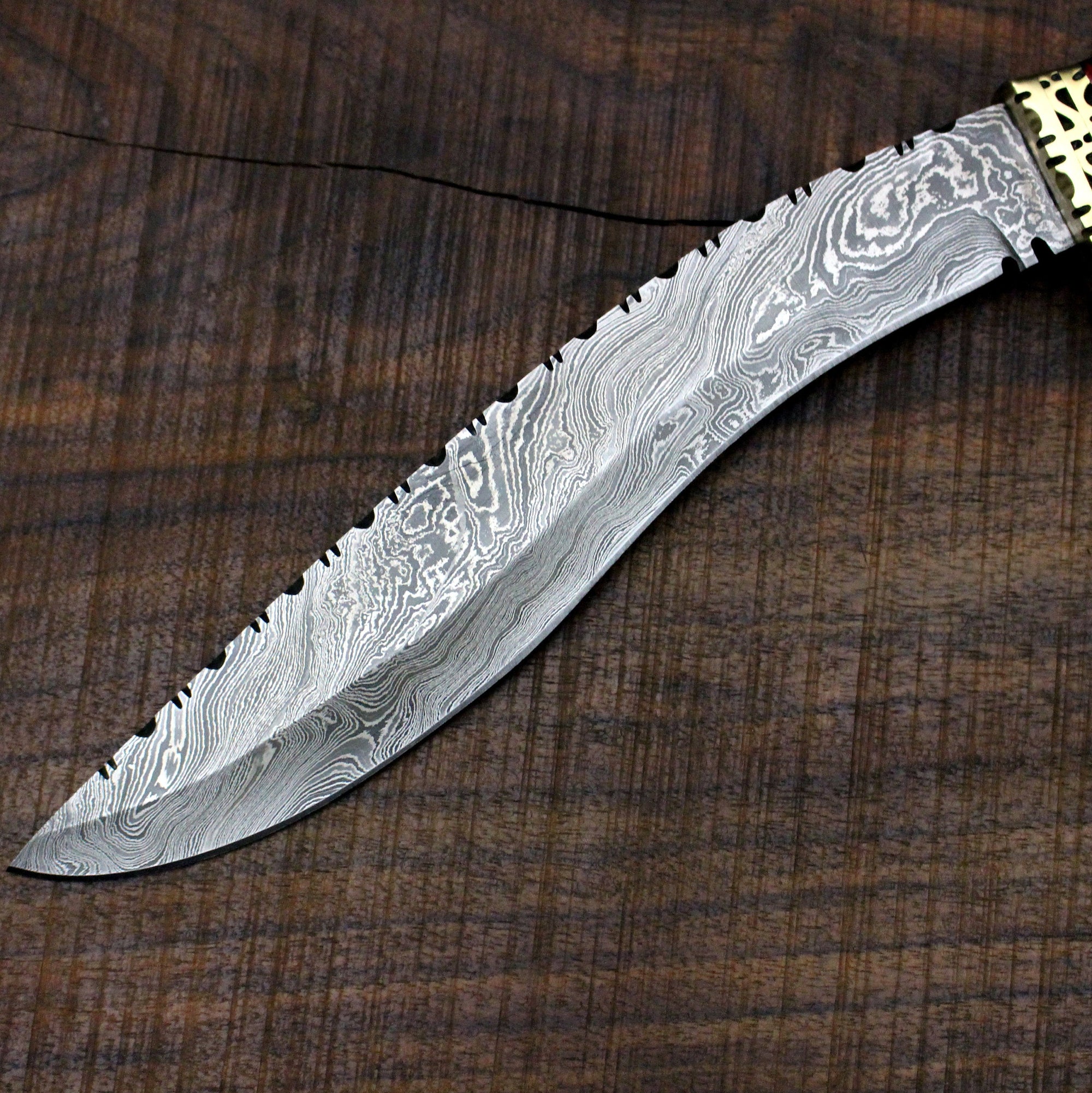 Curved Blade Damascus Kukri Knife