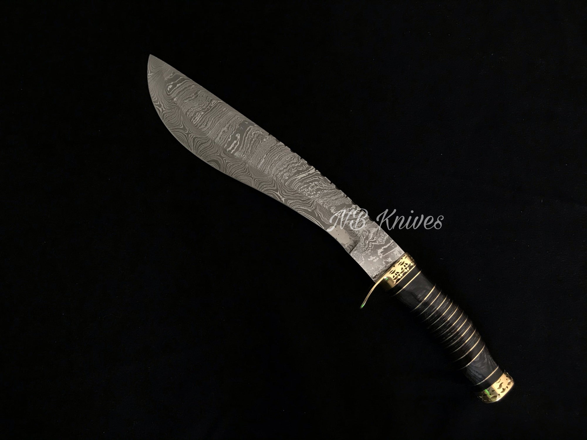 |NB KNIVES| CUSTOM HANDMADE DAMASCUS STEEL KUKRI KNIFE WITH LEATHER SHEATH
