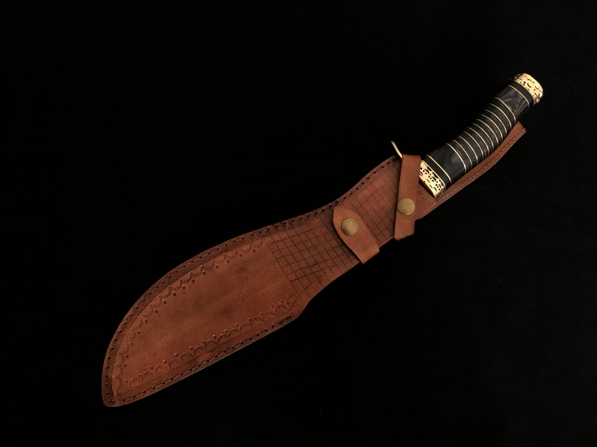 |NB KNIVES| CUSTOM HANDMADE DAMASCUS STEEL KUKRI KNIFE WITH LEATHER SHEATH