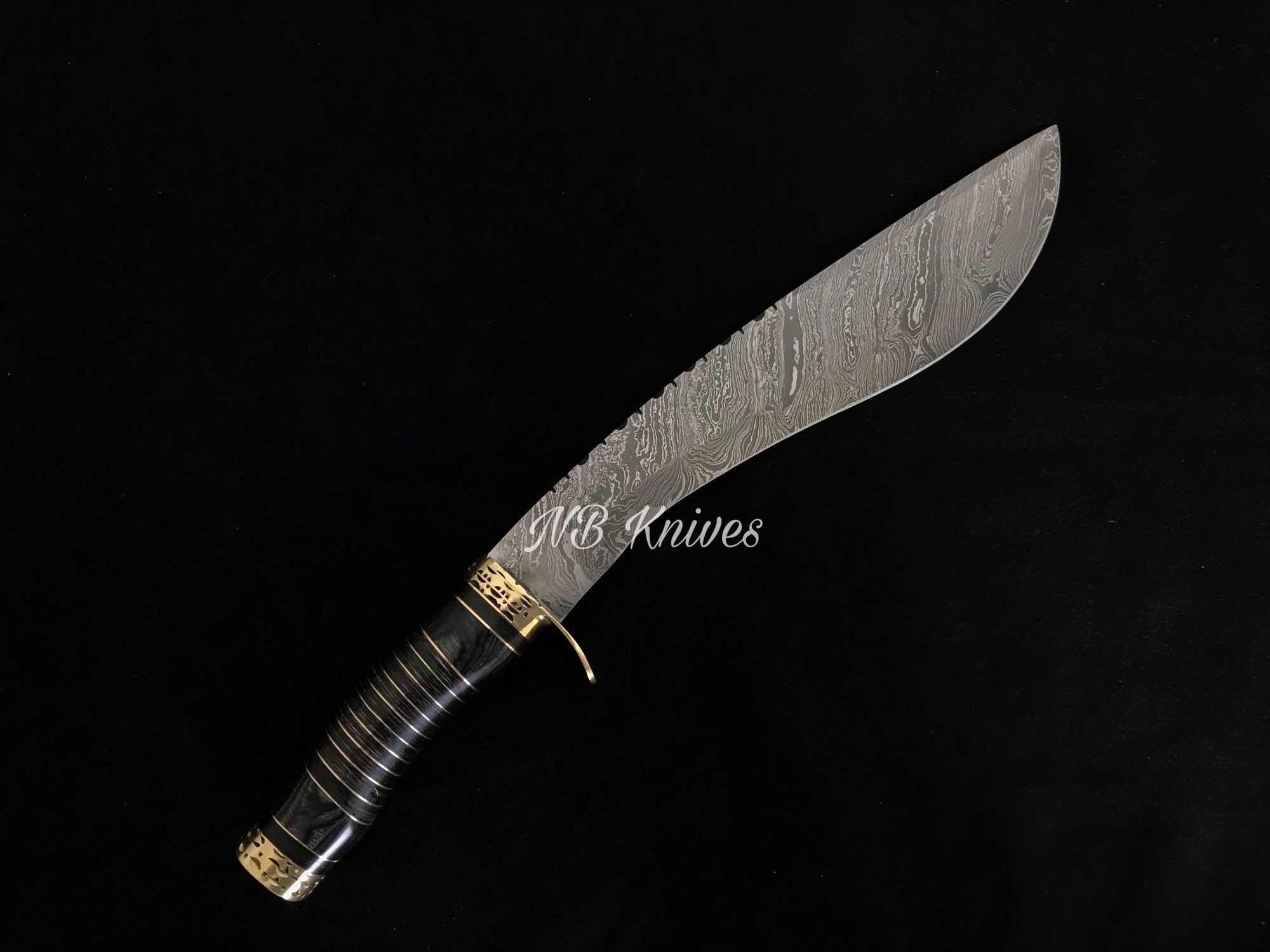 |NB KNIVES| CUSTOM HANDMADE DAMASCUS STEEL KUKRI KNIFE WITH LEATHER SHEATH