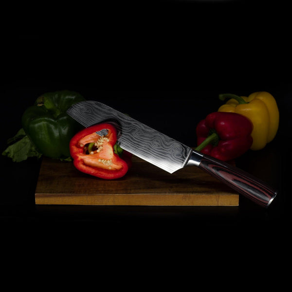 Japanese Damascus Steel Santoku Knife - 