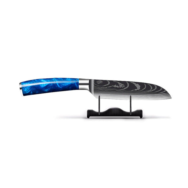 Sapphire Damascus Steel Japanese Santoku Knife