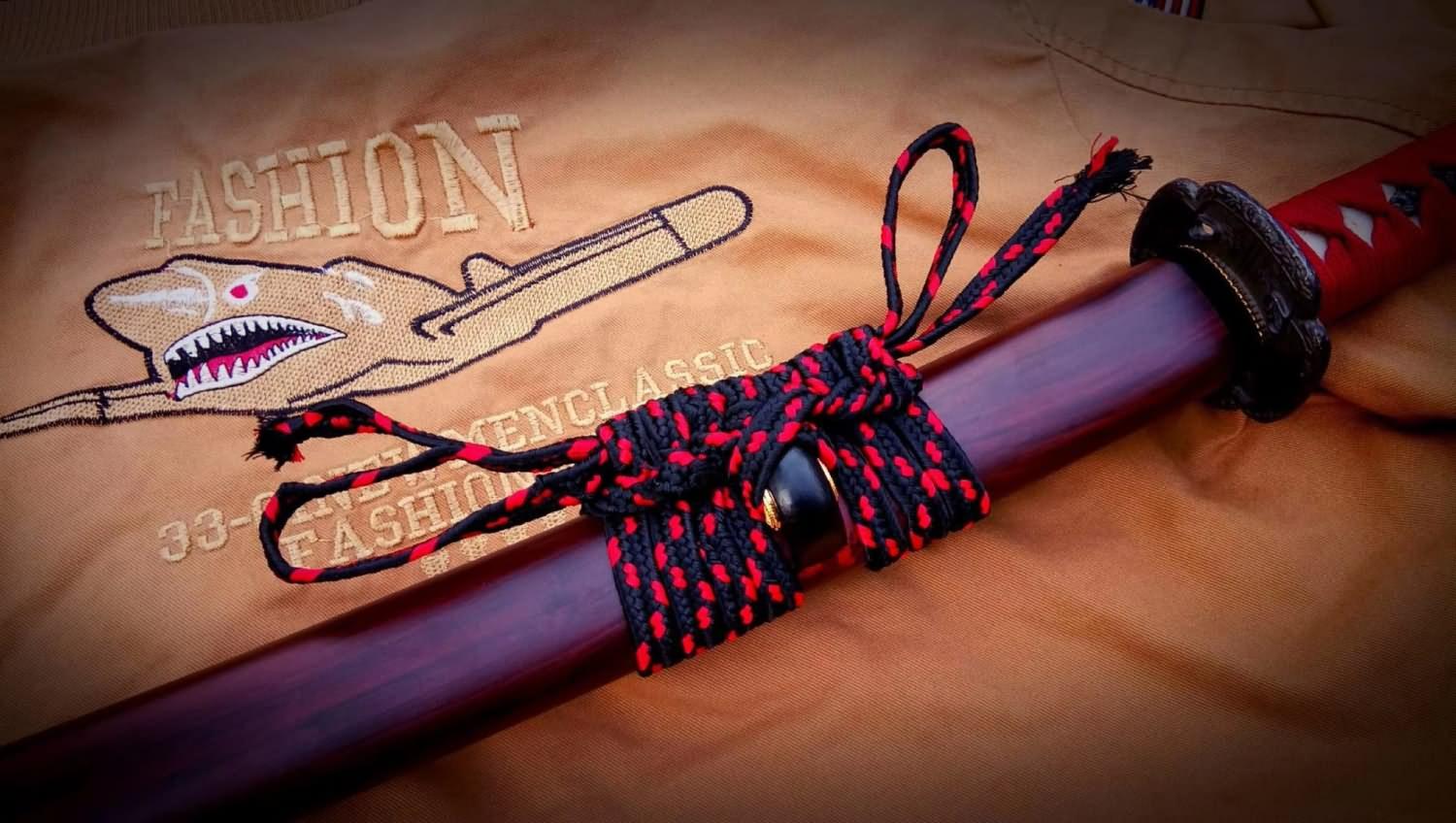 Red Surface Damascus Steel Japanese Katana