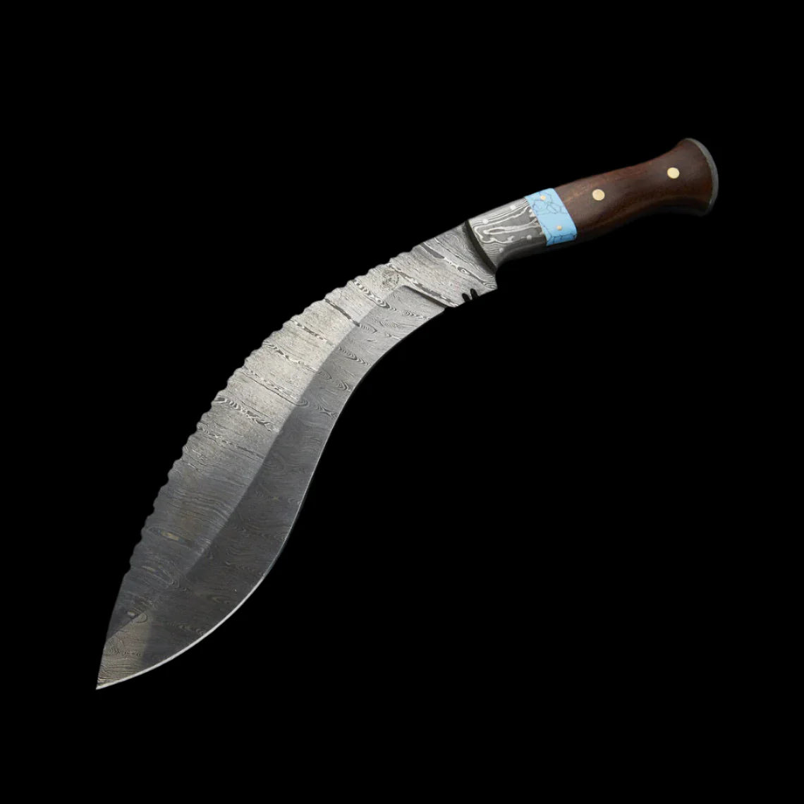 Rosewood Handle Damascus Steel Kukri Knife