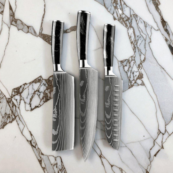 Marquina Damascus Steel Knife Set of 3 - 