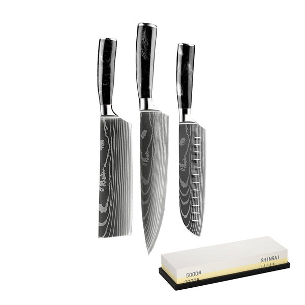 Marquina Damascus Steel Knife Set of 3 - 