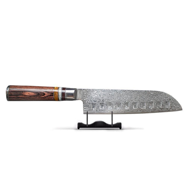 Micarta Japanese Damascus Santoku Knife - 