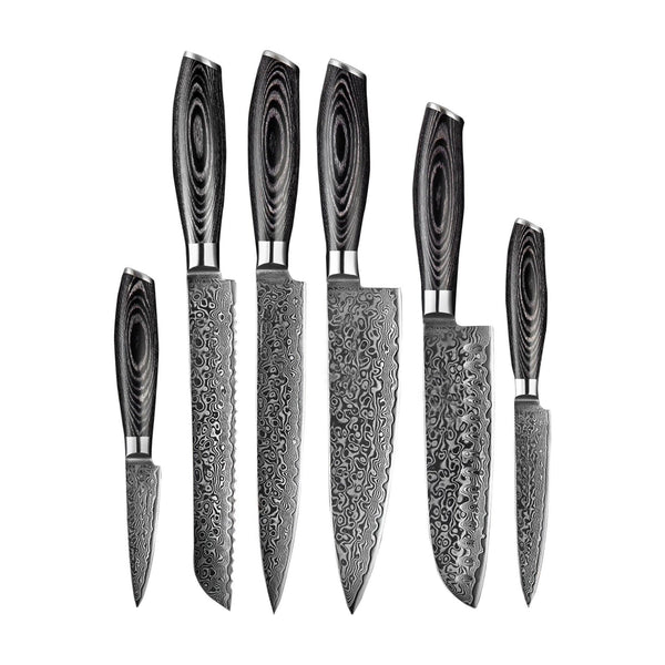 Premio Black Damascus Knife Set of 6 - 