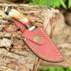 Stag Antler Damascus Steel Skinning Knife