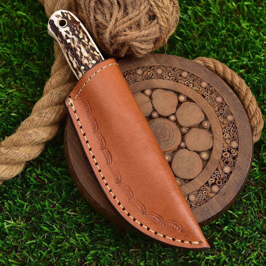 Custom Handmade Damascus Hunting Skinning Knife