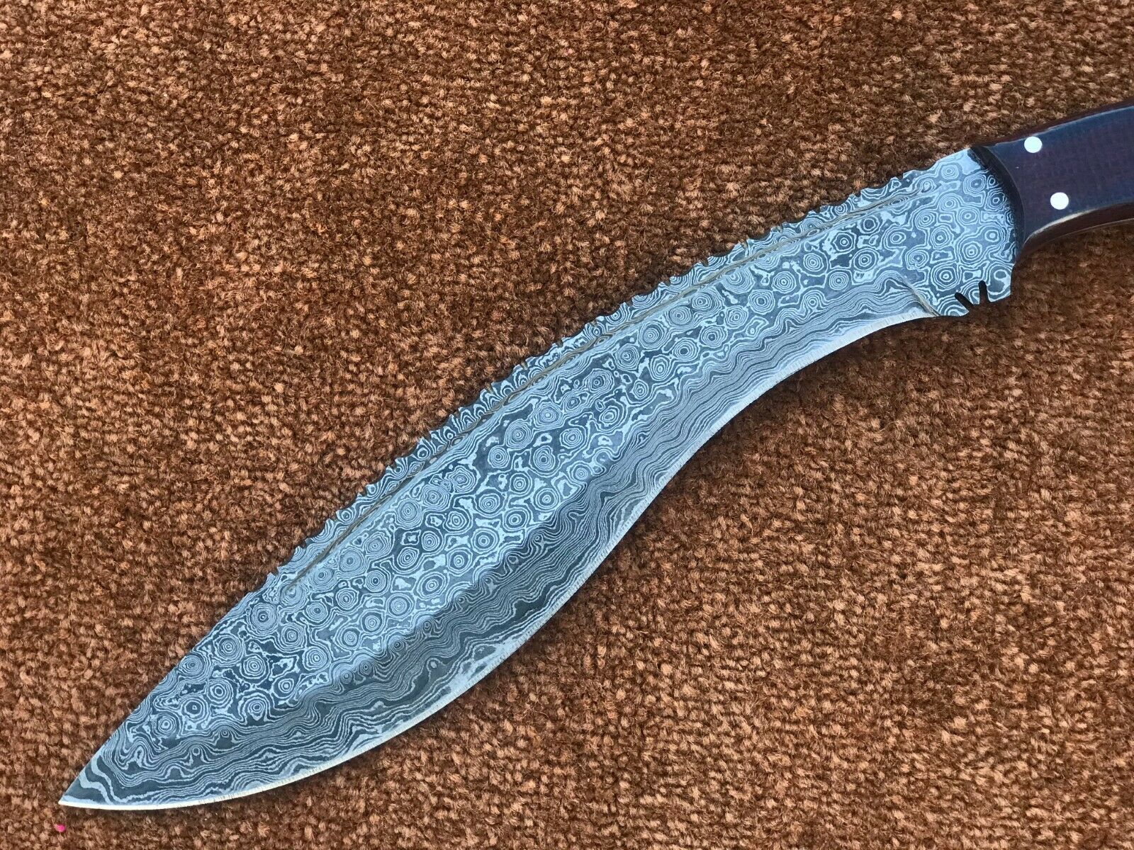 Micarta Damascus Kukri Knife With Leather Sheath