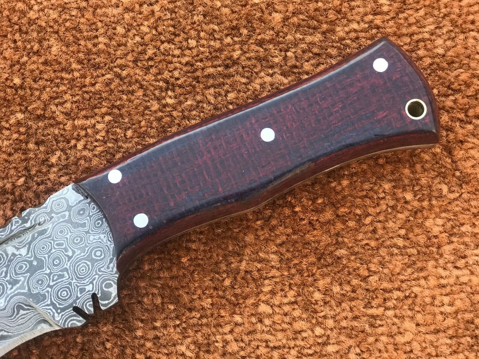 Micarta Damascus Kukri Knife With Leather Sheath