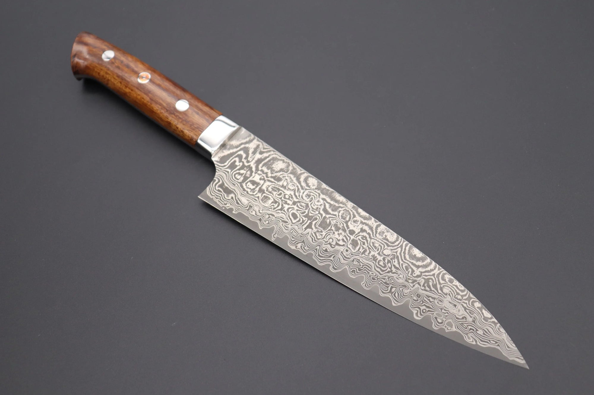 Takeshi Saji R-2 Custom Black Damascus Wild Series Gyuto (180mm to 270mm, 4 sizes, Ironwood Handle) 