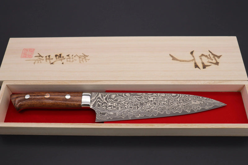 Takeshi Saji R-2 Custom Black Damascus Wild Series Gyuto (180mm to 270mm, 4 sizes, Ironwood Handle) 