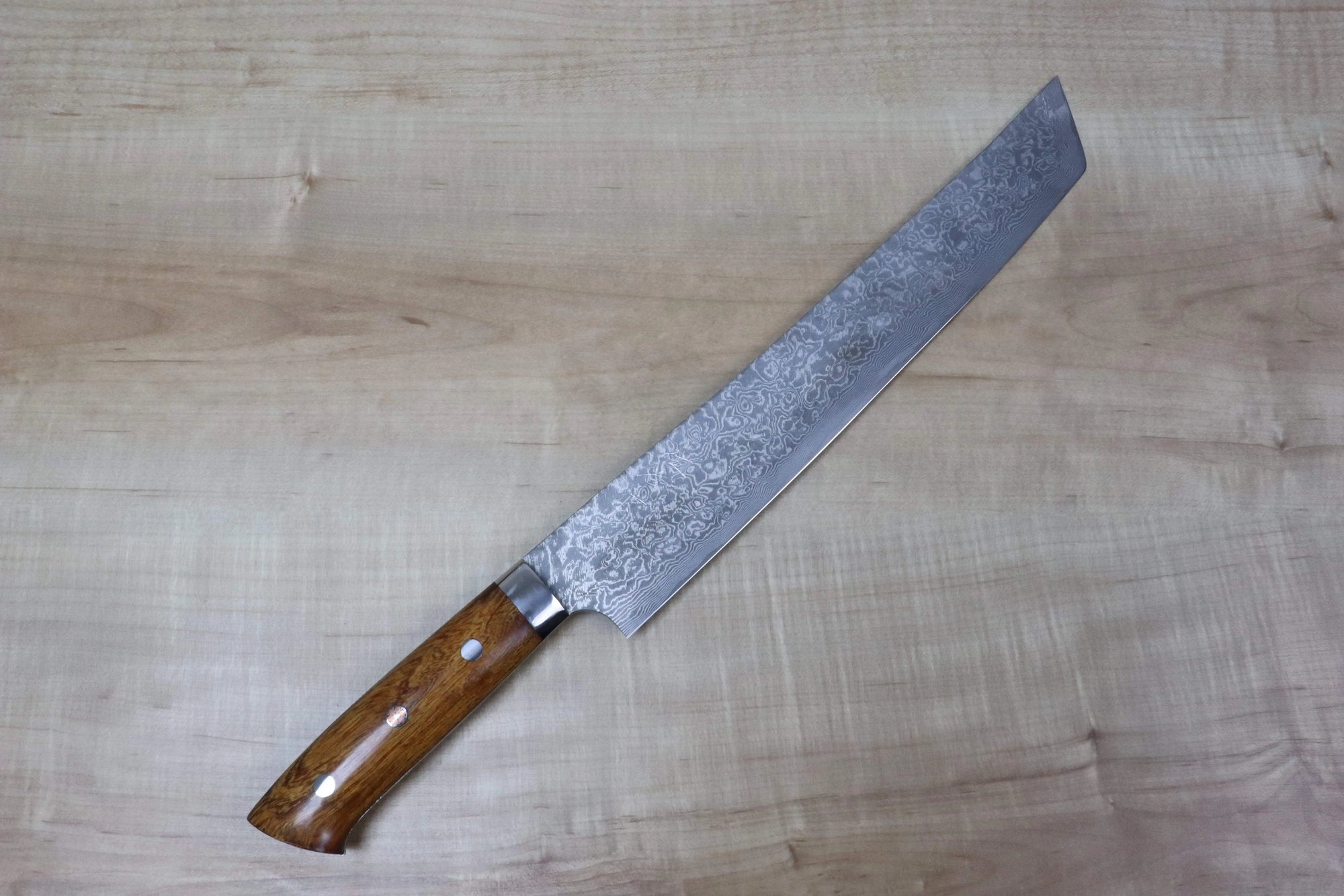 Takeshi Saji R-2 Custom Damascus Wild Series SRD-8BI Katana Slicer 270mm Ironwood Handle (10.6 inch) 