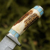 Turquoise Antler Damascus Bowie